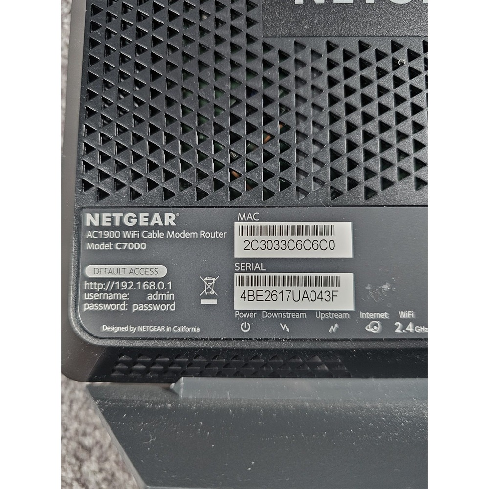 Netgear Nighthawk AC1900 Cable Modem Router Black C7000 WiFi DOCSIS 3.0 ,Tested - Picture 5 of 13
